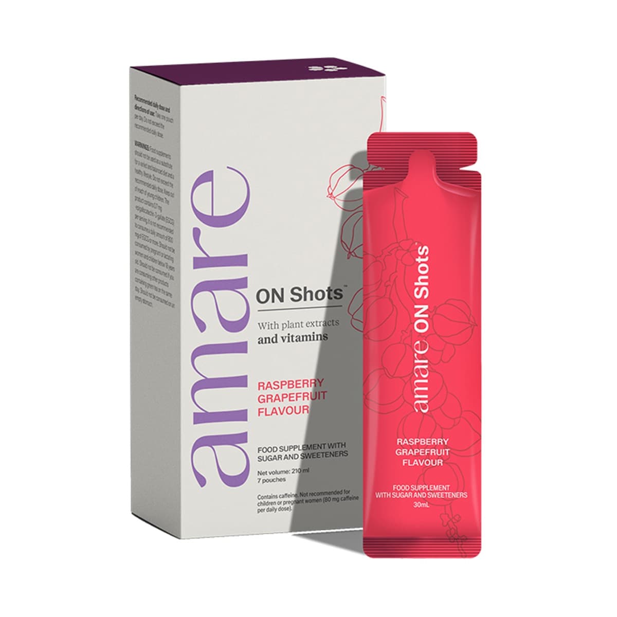 Amare ON Shots — vloeibare focus-shot met guarana-cafeïne en B-vitamines